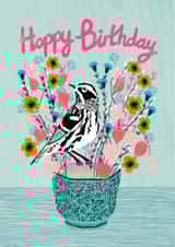 Classic Birthday Card - For Here - Flowers & Bird created by Andrea Lauren