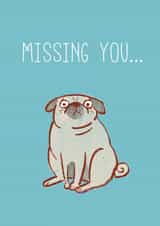 Funny Cute Pug Dog Missing You Card created by Anne Berry
