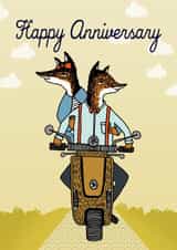 Vintage Fox Anniversary Card - Vespa - Happy Anniversary created by Paper Sparrow