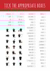 Tick the box ninja card created by Paul O'Connor