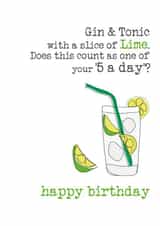 Gin and Tonic- one of your five a day created by Dandelion Stationery