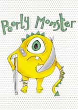 Poorly Monster Get Well Soon, cute illustration by Amy Cockcroft created by Ryland Studios