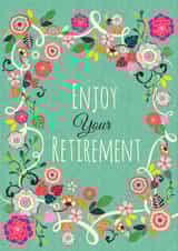 Modern/contemporary retirement card, featuring a beautiful floral design. created by Laura Darrington Design Ltd.
