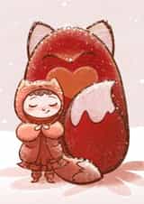 girl fox Thinking of you Card 3606 created by Catherine Satrun