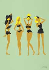 blonde swimsuit Just Because Card 3617 created by Cat Coquillette