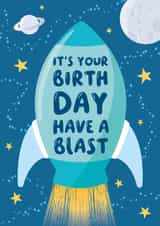 Have a Blast Rocket Birthday Card created by Macie Dot Doodles
