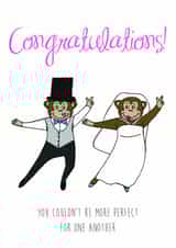 You couldn't be more perfect for one another - Monkey themed wedding card created by Jane Smedley