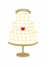 Wedding day cake - yellow - gold - red heart created by TRICIA O