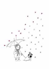Dog lover walk in rain card (pug) created by Heidi Burton