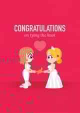 Cute Cartoon Lesbian couple - Congrats on tying the knot created by Michelle Hird