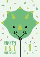 Cute 1st Birthday Card - Dinosaur Balloon created by Macie Dot Doodles