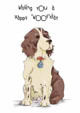 Spaniel dog happy “woofday” birthday  created by Ryland Studios