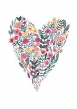 Pretty Floral Anniversary Card / Engagement Card / Valentines Day Card / Just To Say Card - Flowers - Heart created by Louise Jewell