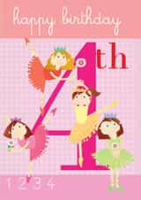 4th birthday card, birthdya, ballerina, pretty and traditional created by Kali Stileman