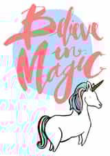 unicorn believe Good Luck Card 5835 created by Emily Hline Illustration