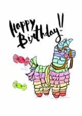 birthday pinata Birthday Card 28173 created by Emily Hline Illustration