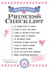 Cute Birthday Card - Female - Kids - Princess Checklist created by Eskimo Kiss Designs