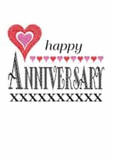 Stitch Typography Anniversary Card - Hearts - Happy Anniversary created by Gellie Design