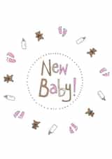 New Baby Girl pink Card illustrated by Amy Cockcroft created by Ryland Studios