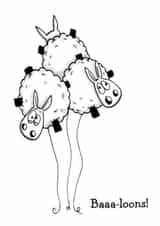 Baaa-loons! Fun sheep celebration card created by Eweniverse