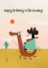 cowboy penguin Birthday Card 5490 created by Last Week