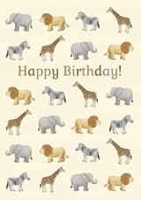 Cute Birthday Card - Animals - Safari created by Hazel Fisher Creations