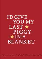 Pigs in blanket Christmas card created by Zoe Brennan