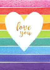 Valentines or Anniversary Striped Rainbow Heart Love Card created by Anne Berry