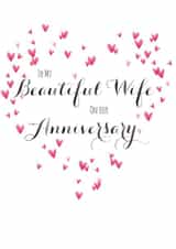 Cute Anniversary Card - Wife - Hearts - To My Beautiful Wife On Our Anniversary created by Claire Giles