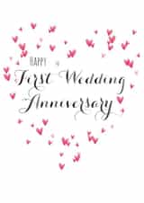 Cute Wedding Anniversary Card - 1st Milestone - Hearts - First Wedding Anniversary created by Claire Giles