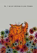 cat flowers Humour Card 5173 created by Corrina Rothwell