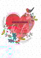 Modern/Contemporary Wife at Christmas Card, featuring a love heart design. created by Laura Darrington Design Ltd.