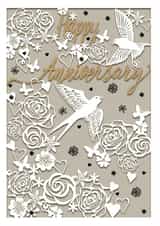 Pretty Anniversary Card - Roses - Swallows - Happy Anniversary created by michael cheung