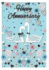 Cute Crafty Anniversary Card - Swans - Happy Anniversary created by michael cheung
