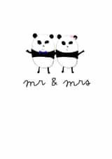 Mr & Mrs Panda card - Cute wedding card created by Rachel Storey Illustration