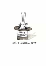 Cute Birthday Card - Hoppy Birthday - Bunny Pun - Magicians Rabbit created by Jelly Armchair