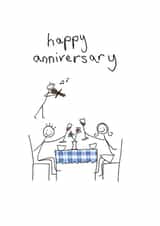 Cute Anniversary Card - Romantic Dinner - Stick Figures created by Greetings by Nibby Williams