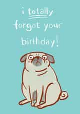 Belated Birthday Funny Cute Pug Dog Card created by Anne Berry