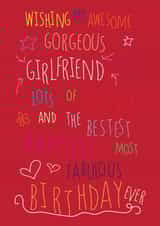 Happy Birthday Gorgeous Girlfriend - Love You - Birthday Card created by Love and Happy Stuff