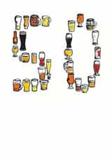 50 beer Birthday Card 6997 created by A Ray of Sunshine Cards