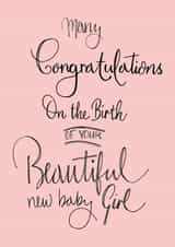 Pink New Baby Girl Card created by Naughty Nice
