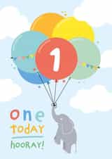 Colourful 1st Birthday Card for Boy or Girl - Balloons & Elephant created by Macie Dot Doodles