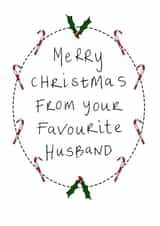 Merry Christmas From Your Favourite Husband - Wife - Modern - Wreath - Digital Wreath - For Her - Christmas Card created by Rachel Storey Illustration