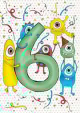 Happy 6th Birthday Monster,  illustrated by Amy Cockcroft created by Ryland Studios