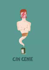 Gin genie David Bowie card created by Faye Finney