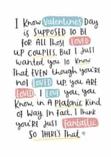 Heartfelt Valentine's Day Card - Platonic Love - I Think You're Just Fantastic created by Abbie Imagine