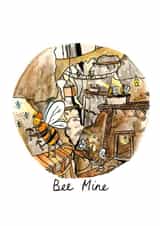 Funny Valentines Card - Bee Mine - Bee Pun - Be Mine created by Jelly Armchair