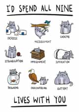 Cute Cat Anniversary Card / Valentines Day Card - I'd Spend All Nine Lives With You created by Lucy Maggie Designs