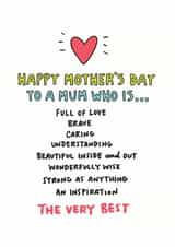 Happy Mother's Day To a Mum Who is The Best Card created by Angela Chick