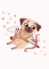 pug cupid Valentines Day Card 22321 created by Bethany Christou